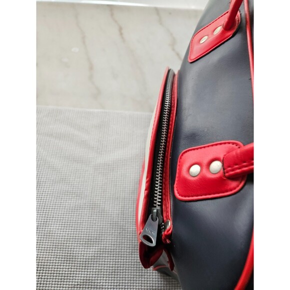 Retro-Inspired Faux-Leather Travel Racquet Bag, Navy Blue, Stylish Unisex Design - Picture 7 of 11